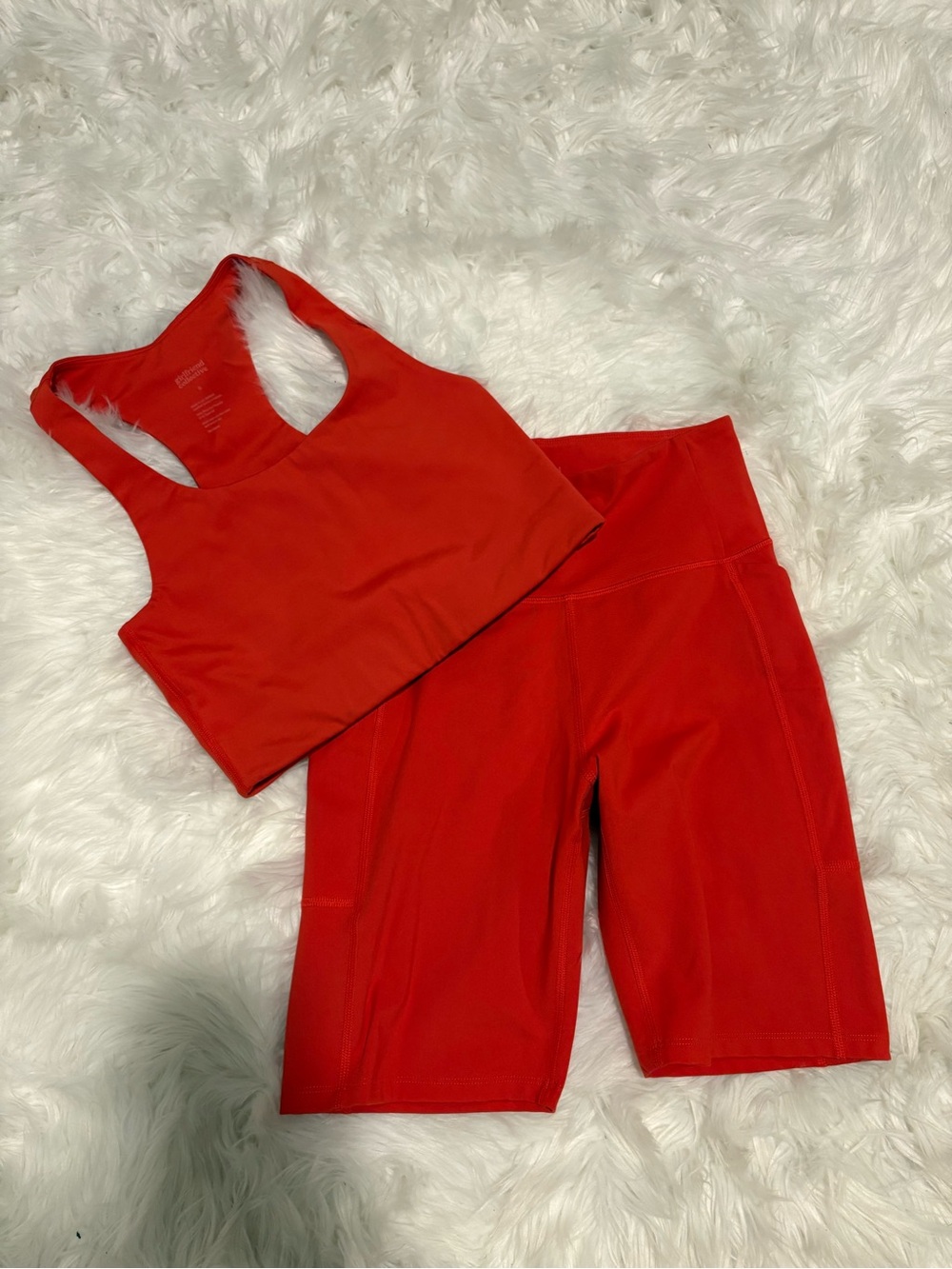 girlfriend collective Orange Racerback Sports Bra & High-Waist Bike Shorts Set